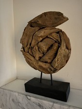 Teakholz Skulptur auf Standfuß - Wurzelholz Designer Objekt (Deko)