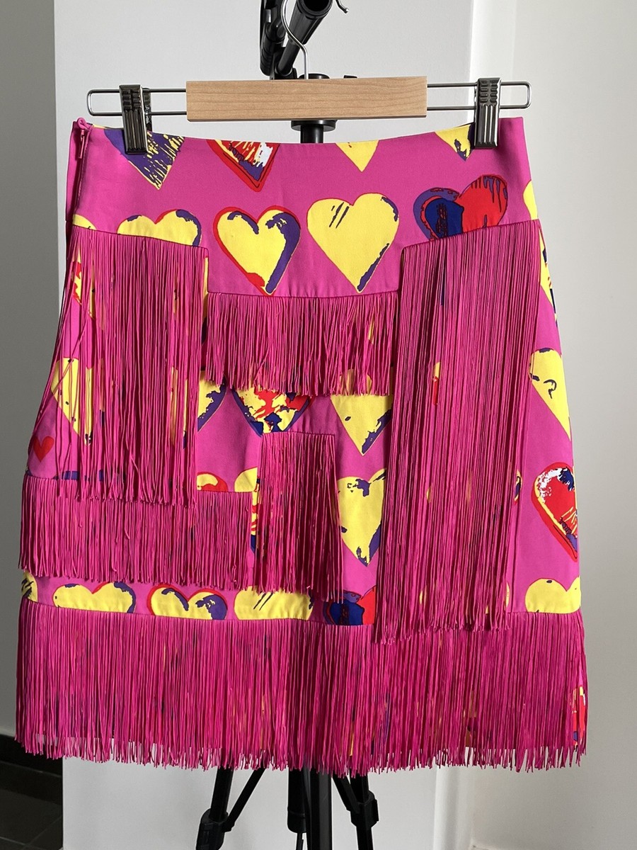VIP【関税送料無料】希少 VERSACE BLACK, PINK AND GREEN SKIRT VERSACE for H&M Women's Suit Skirt & Top Pink Heart Print US