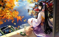 Landscape anime girls geisha original characters kimono Custom Gaming Mat Desk