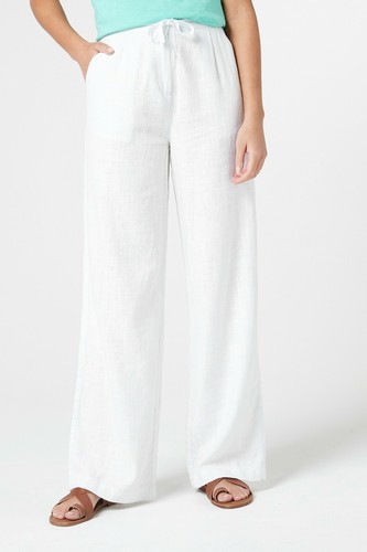 White WIDE LEG Casual Summer TROUSERS 