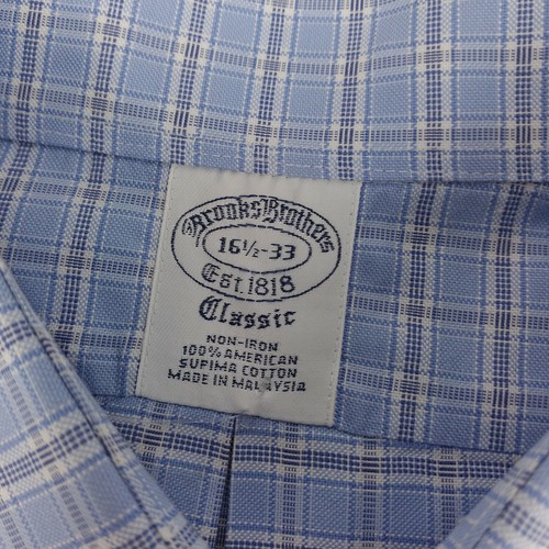 Brooks Brothers Mens Non-Iron Supima Cotton Button Up Check Dress Shirt Sz 16.5 - Picture 5 of 7