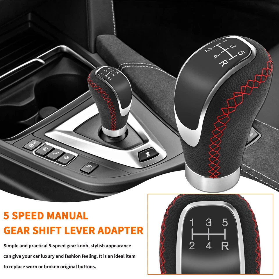 Perilla de cambio de marchas manual de cuero PU de 5/6 velocidades R para Mercedes Benz Foto 4 de 4