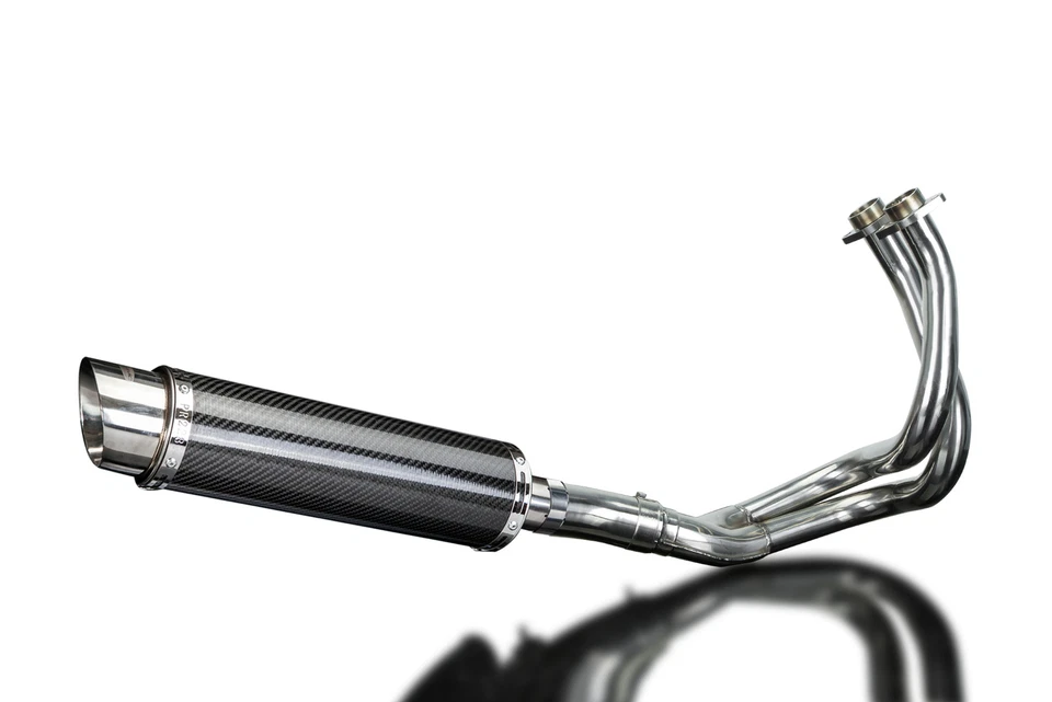 Silenciador de carbono redondo Kawasaki Versys 650 2015-2021 escape completo 2-1 14" Foto 2 de 4