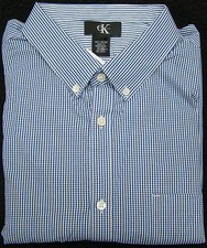 Calvin Klein Navy White Checked Long Sleeve Dress Shirt - Size Medium