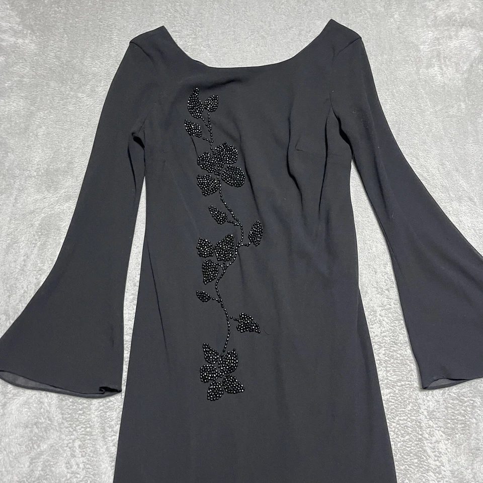 Винтажное женское платье Whimsigoth 10 черное с бисером расклешенный рукав ведьмин готическое вампирское - Изображение 3 из 4