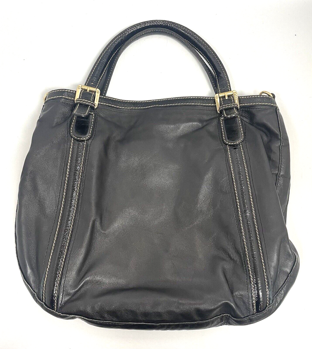 GUCCI 162886 Sherry Line Dialux Britt Tote Hand Bag Patent Leather