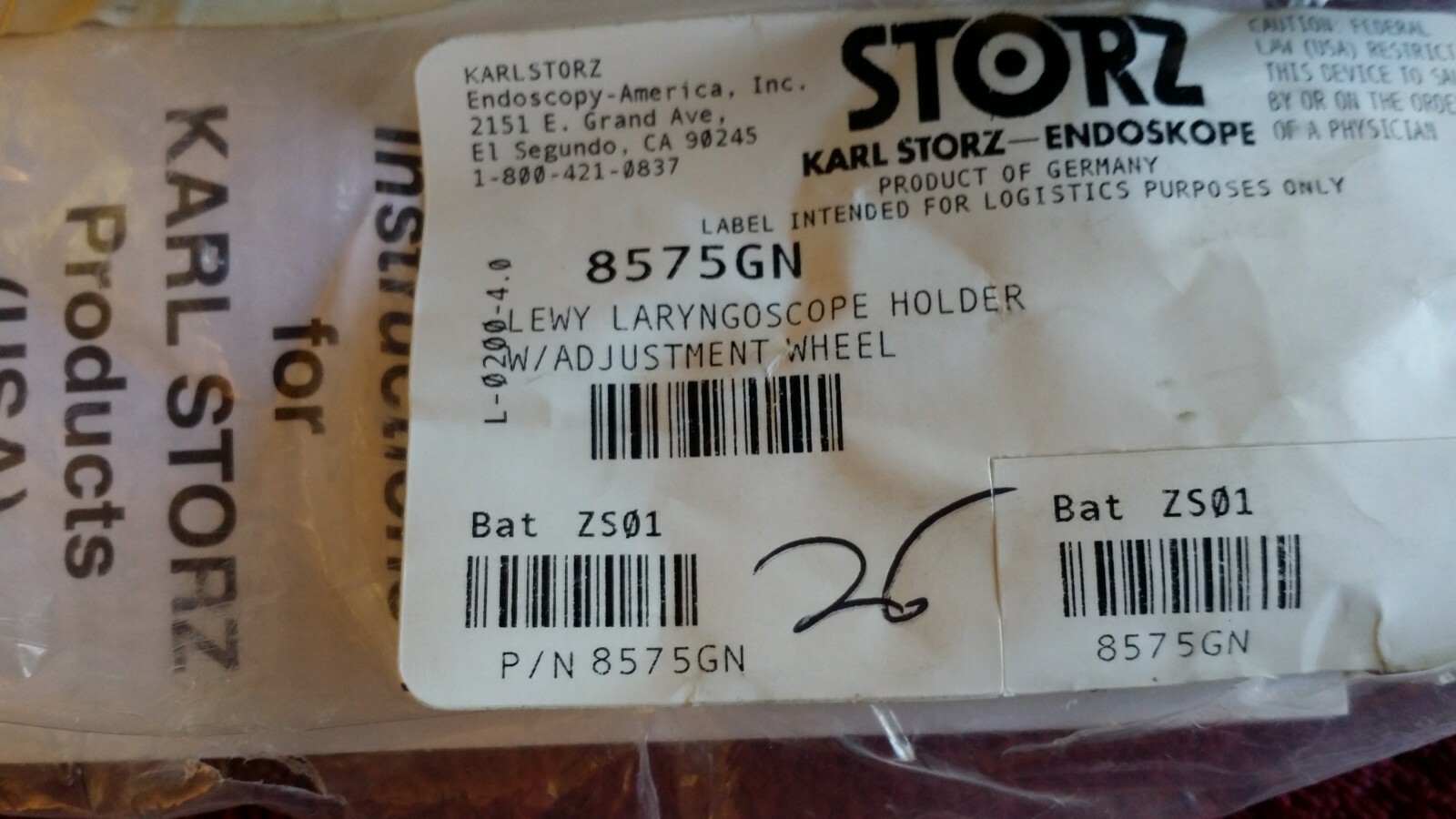 8575GN KARL STORZ LEWY LARYNGOSCOPE HOLDER W ADJUSTMENT WHEEL eBay