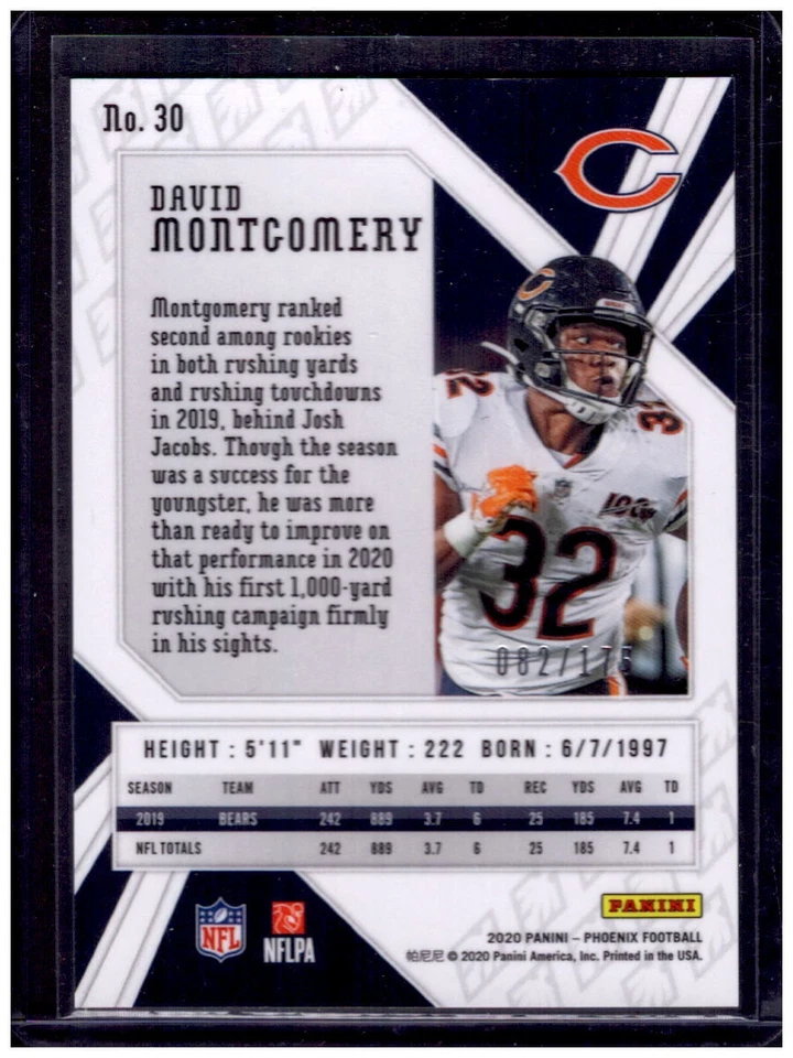 2020 Panini Phoenix #30 David Montgomery Teal #/175 - Image 2 of 2