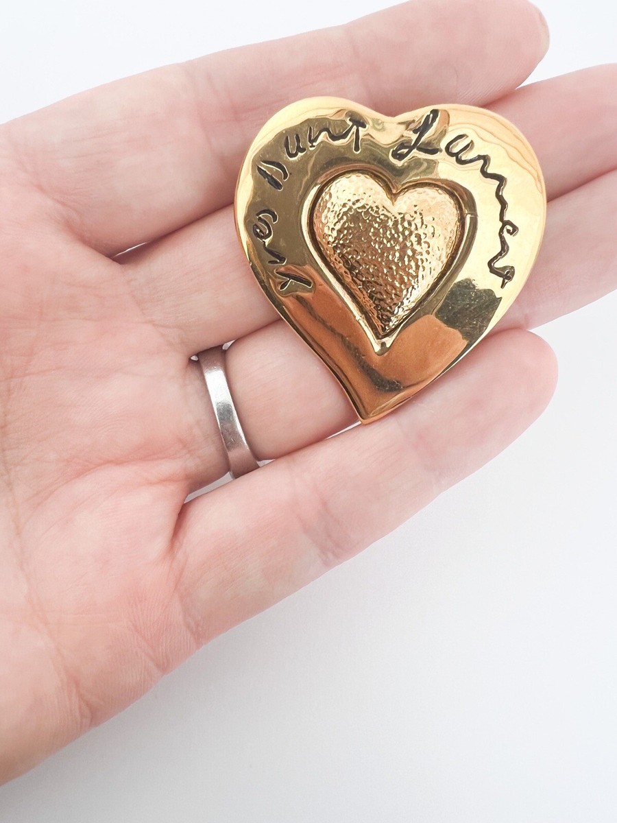 YSL BROOCH PIN HEART YVES SAINT LAURENT VINTAGE GOLD TONE | eBay