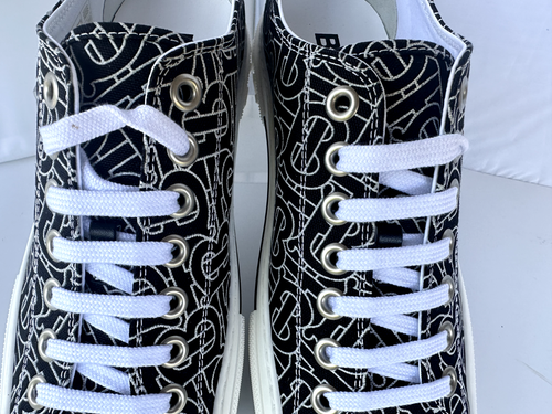 New Burberry Men's Monogram Sneakers Size 9 Tennis Shoes Black Logo - Picture 15 of 17