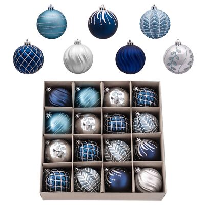 Valery Madelyn 16ct 80mm Winter Wishes Silver and Blue Christmas Ball Ornamen...