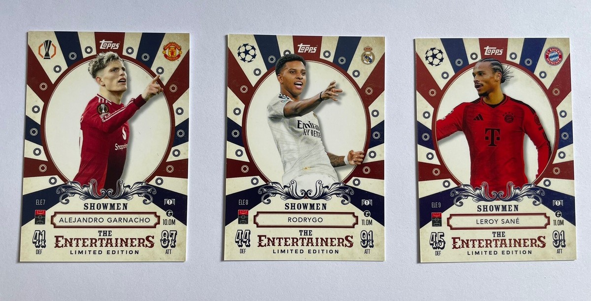 Topps Match Attax CL 2024-25 Showmen Garnacho Rodrygo Sane ELE 7 8