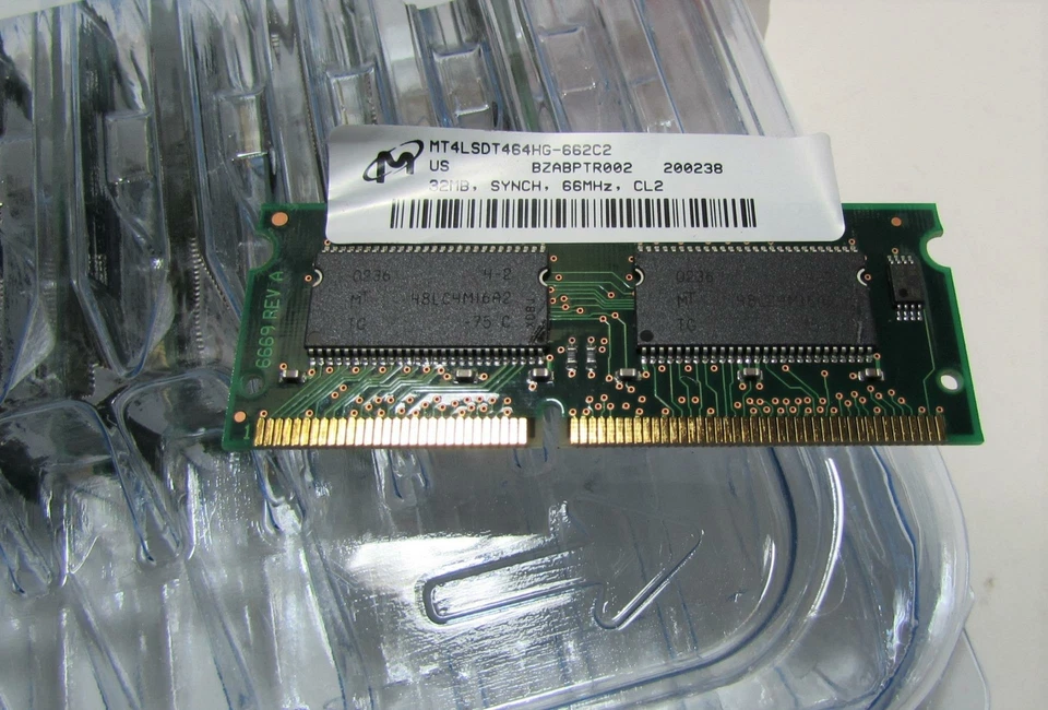 NOS 40pcs. Crucial Memory Module CT4M64S4W10.4T 32MB 144-Pin SODIMM 4Mx64 SDRAM - Image 4 of 4
