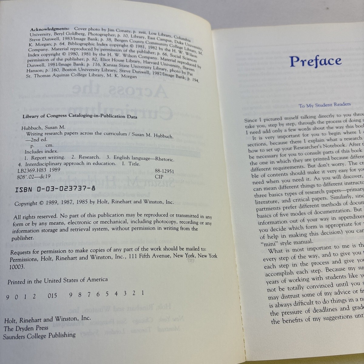 【中古】Writing Research Papers Acrossthe Curriculum／Susan M. Hubbuch／Heinle &amp; Heinle PublishersInc.,U.S. Writing Research Papers Across the Curriculum - Susan M