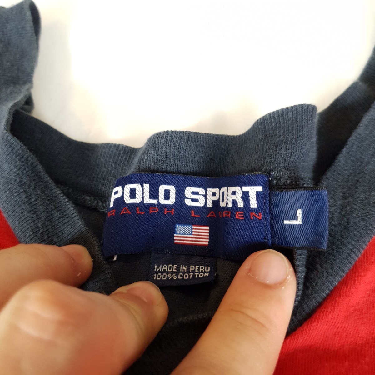 VTG 90s Polo Sport USA POLO Hockey Style Long Sleeve Cotton