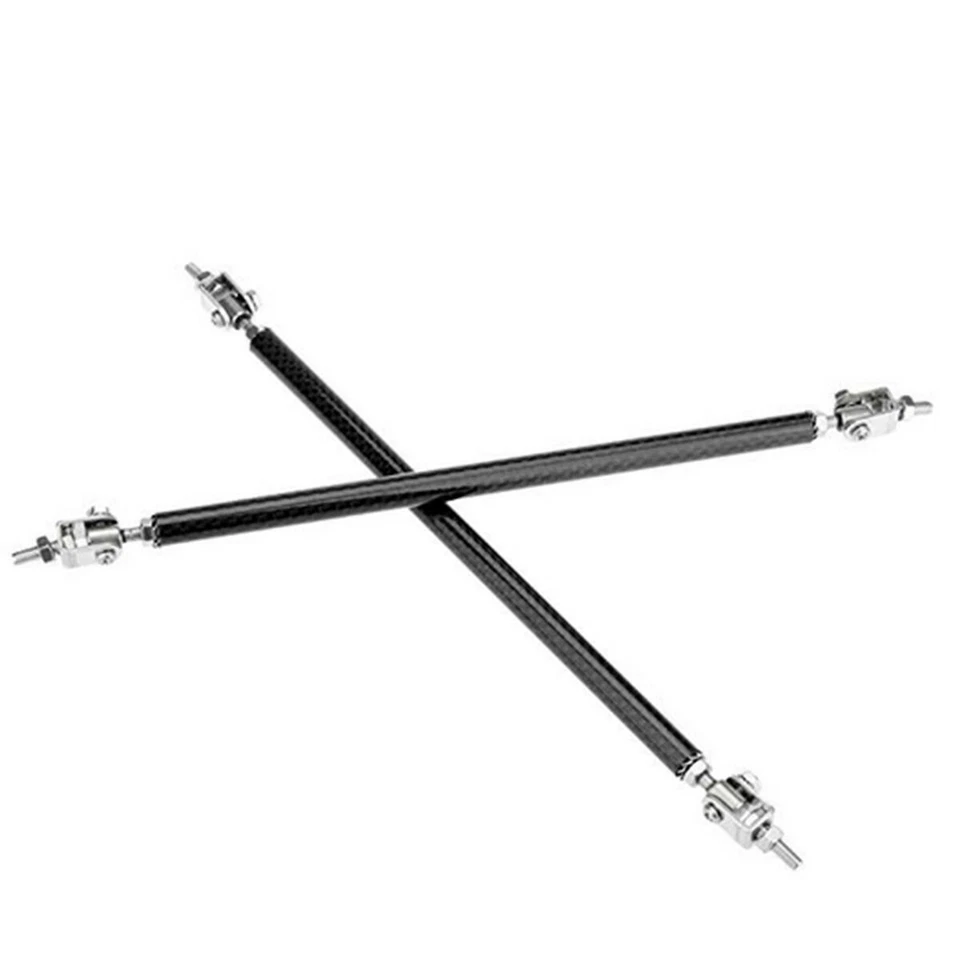 Barra de soporte de barra de soporte de puntal divisor de labios parachoques delantero ajustable de fibra de carbono 2 piezas Foto 3 de 4