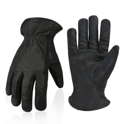 G-TUF Water Resistant Fleece Lined Top Grain Cowhide Leather Driver Gloves