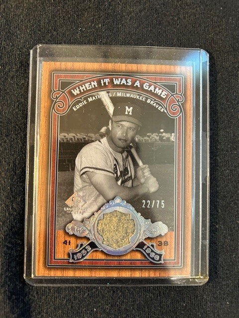 Eddie Matthews  Game Used Jersey Card #22/75