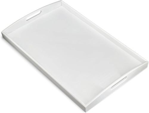 Extra Large White Bamboo Serving Tray with Handles - Versatile & Elegant Design - Picture 3 of 8