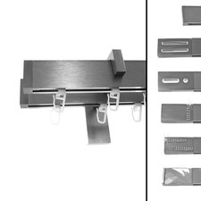 BASIT Innenlauf Gardinenstange eckig Edelstahl Look kantiges Design 2-läufig H96