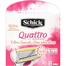 Schick Quattro for Women Razor Refill Ultra Smooth 4 Ct (2 Pk) + Eyebrow Trimmer