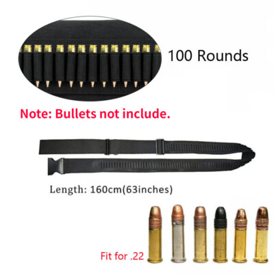 100 Rounds Shell Holder Rifle Bullet Cartridge Carrier Ammo Belt Sling For .22LR