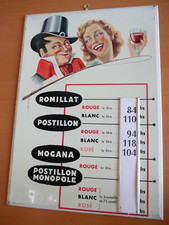 TOLE PUBLICITAIRE ORIGINALE VIN LE POSTILLON  1950s 34x24 cm