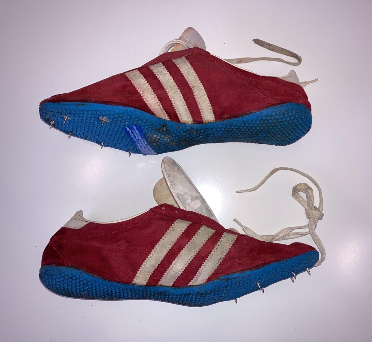 Vintage Rare Adidas Titan Red Spike Track Shoes Made in West Germany  - Main Image