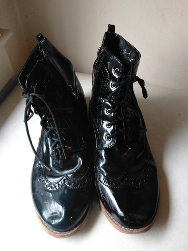 Pre-owned quería Zapatos botas para mujer Oxford patrimonio de Cuero  Sintético Negro 9 | eBay