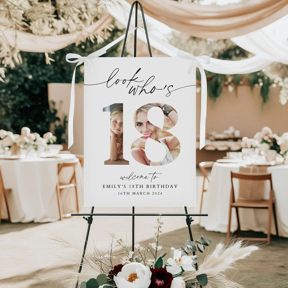 Cartel de bienvenida personalizado de fiesta de cumpleaños 18 cartel de espuma cartel de fiesta Foto 3 de 4