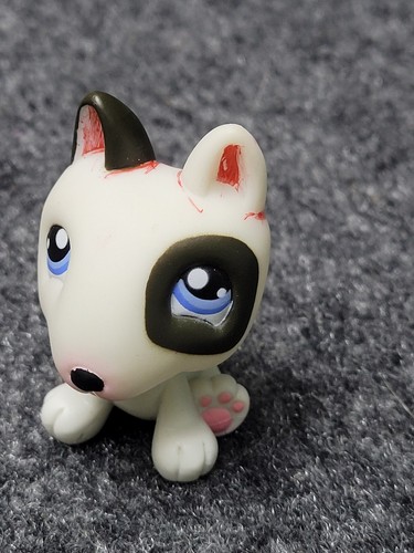 Littlest Pet Shop #No Pit Bull Terrier Dog Puppy Diary White Black Blue Dot Eyes - Picture 3 of 8
