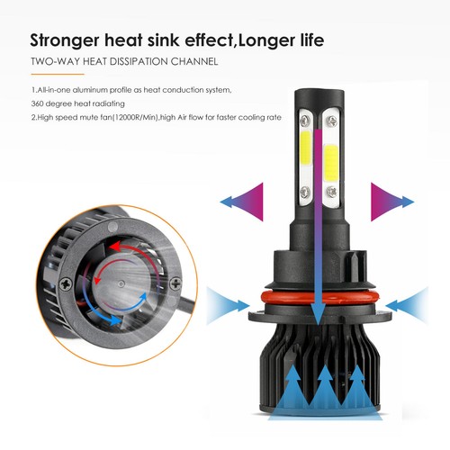 4-sides 9007 LED Headlight Bulbs Conversion Kit High Low Beam 6500K Super White - Picture 4 of 12