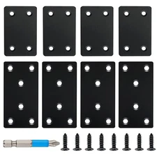 8 Pack Black Flat Mending Plate 3.15x1.57‘’ & 2.36x1.49'', Stainless Steel Brack