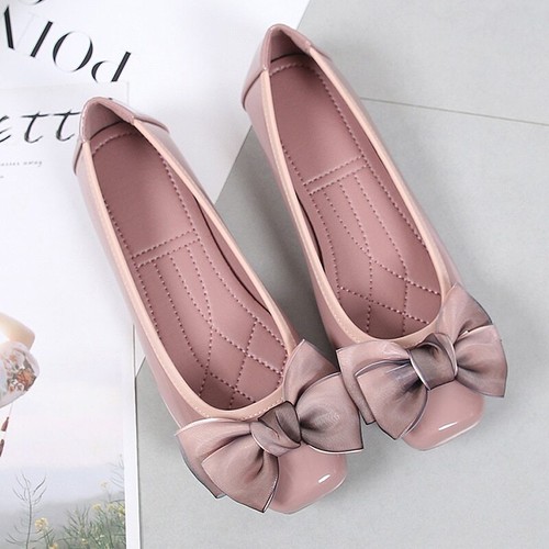 Spitz zulaufende flache Damenschuhe Schleife Lackleder Ballerina flache Schuhe - Bild 14 von 29