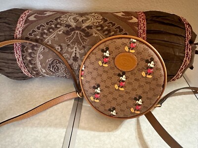 Gucci x Disney Mickey Mouse Brown GG Canvas Round Mini Backpack Bag 603730 8559