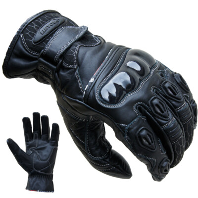 Motorradhandschuhe PROANTI  Leder kurz Motorrad Handschuhe S-XXL schwarz
