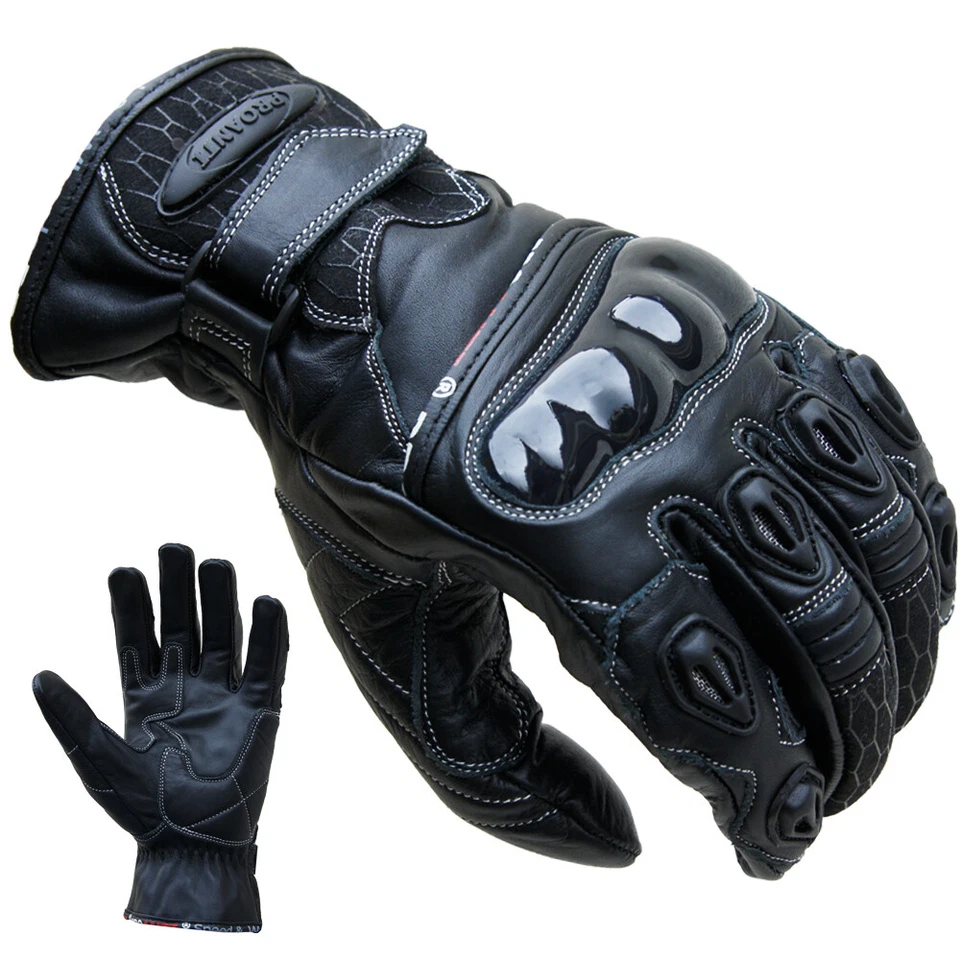Motorradhandschuhe PROANTI® Leder kurz Motorrad Handschuhe S-XXL schwarz - Bild 1 von 1