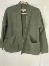 Fat Face Clara Cotton Open Face Cardigan Green Size 6 New