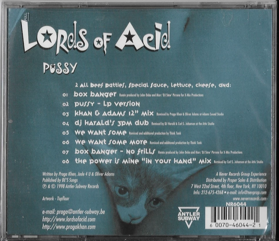 Pussy [Single] [PA] by Lords of Acid (CD, May-1998, Antler-Subway) NEW! - Image 2 of 2