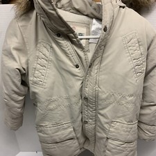 Timberland Coat Kids Size 5 Jacket Fleece Lined Hooded Pockets Tan