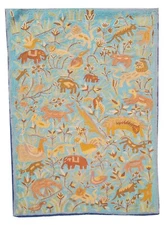 Hand Embroidered Needlework Vintage Kashmiri Textile Wall Hanging 4.9 x 2.9 Ft