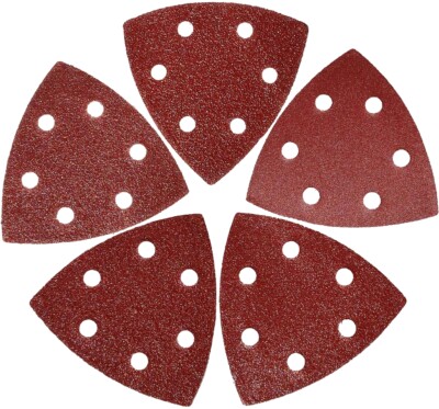 100PCS Triangle Sanding Pads for Oscillating Multi-Tool Hook Loop Sandpaper Disc
