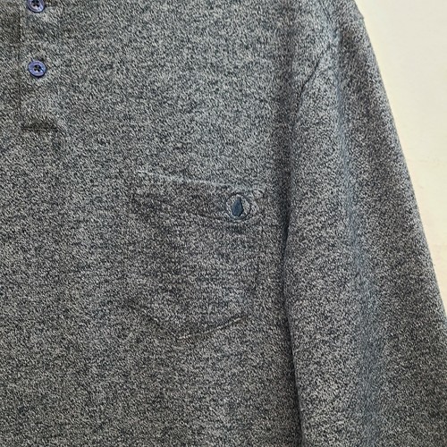Volcom Henley Shirt Men Large Blue Long Sleeve Pullover Button Logo Pocket Knit - Picture 3 of 9