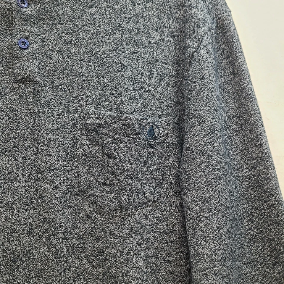 Volcom Henley Shirt Men Large Blue Long Sleeve Pullover Button Logo Pocket Knit - Image 3 of 4
