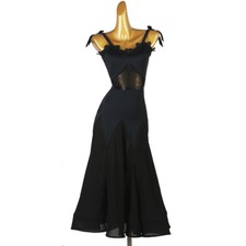 NEW Latin Ballroom Dance Dress Modern Salsa Waltz Standard Long Dress F675 Black