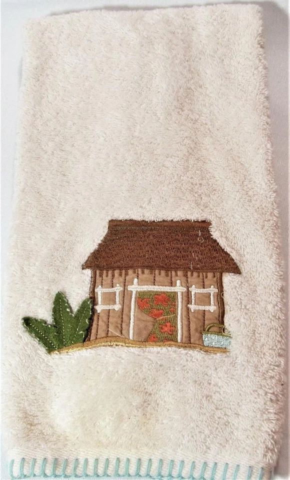 Toalla de mano tropical para baño SURF'S UP (1) una bordada con cabaña Tiki ENVÍO GRATUITO Foto 2 de 3