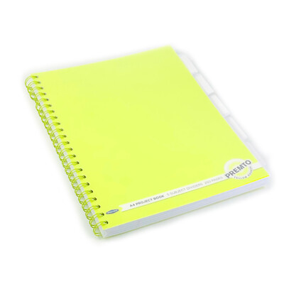 A4 Projektbuch Notizbuch Schreibblock gefüttert 250 Seiten Papier Tabbed Limette Buch 