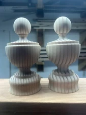 Wood Ball Royalty Finial (Set Of Two) 6 7/8” Tall, Fits A 4x4 Post