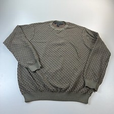 Tricots St Raphael Sweater Mens Medium Brown Geometric Crew Neck Pullover