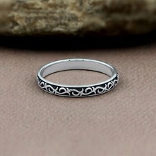 Tiny Eternity Plain Silver 925 Sterling Silver Minimalist Dainty Ring For Women